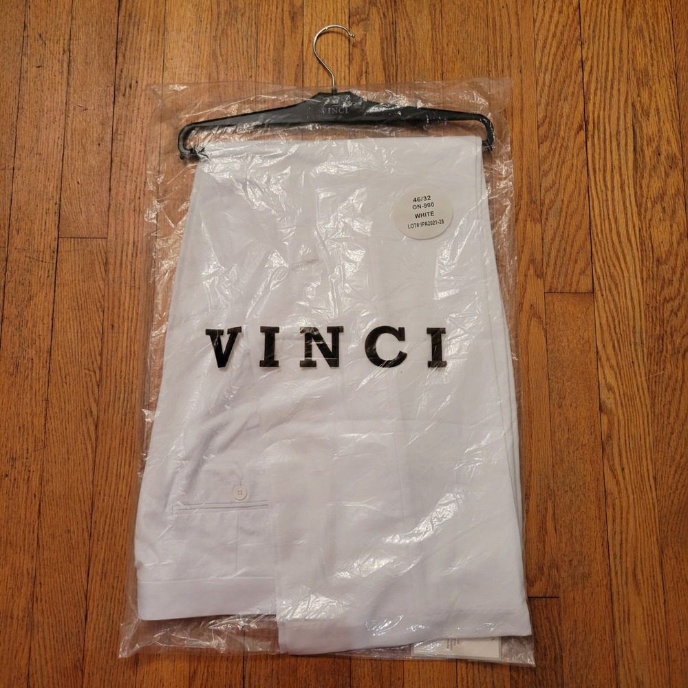 New Vinci 46x32 Dress Pants White Flat Front Straight Leg Summer Coastal Preppy